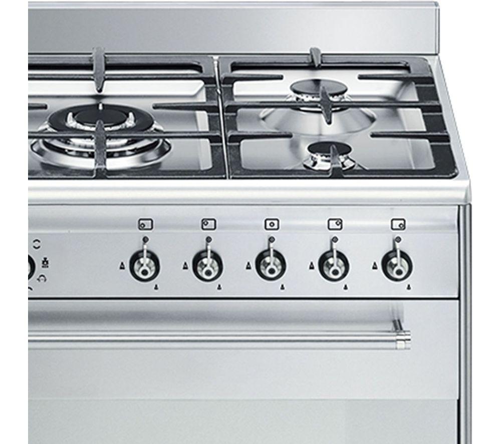 Cocina de pie SMEG SUK91MFX9 Concert de 90 cm de combustible dual - Acero Inoxidable