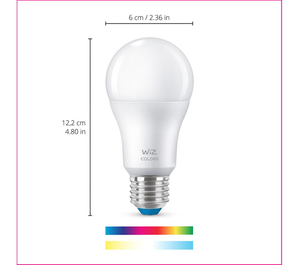 WIZ White & Colour Ambiance Smart LED Candle Bulb - A60, E27, Twin Pack
