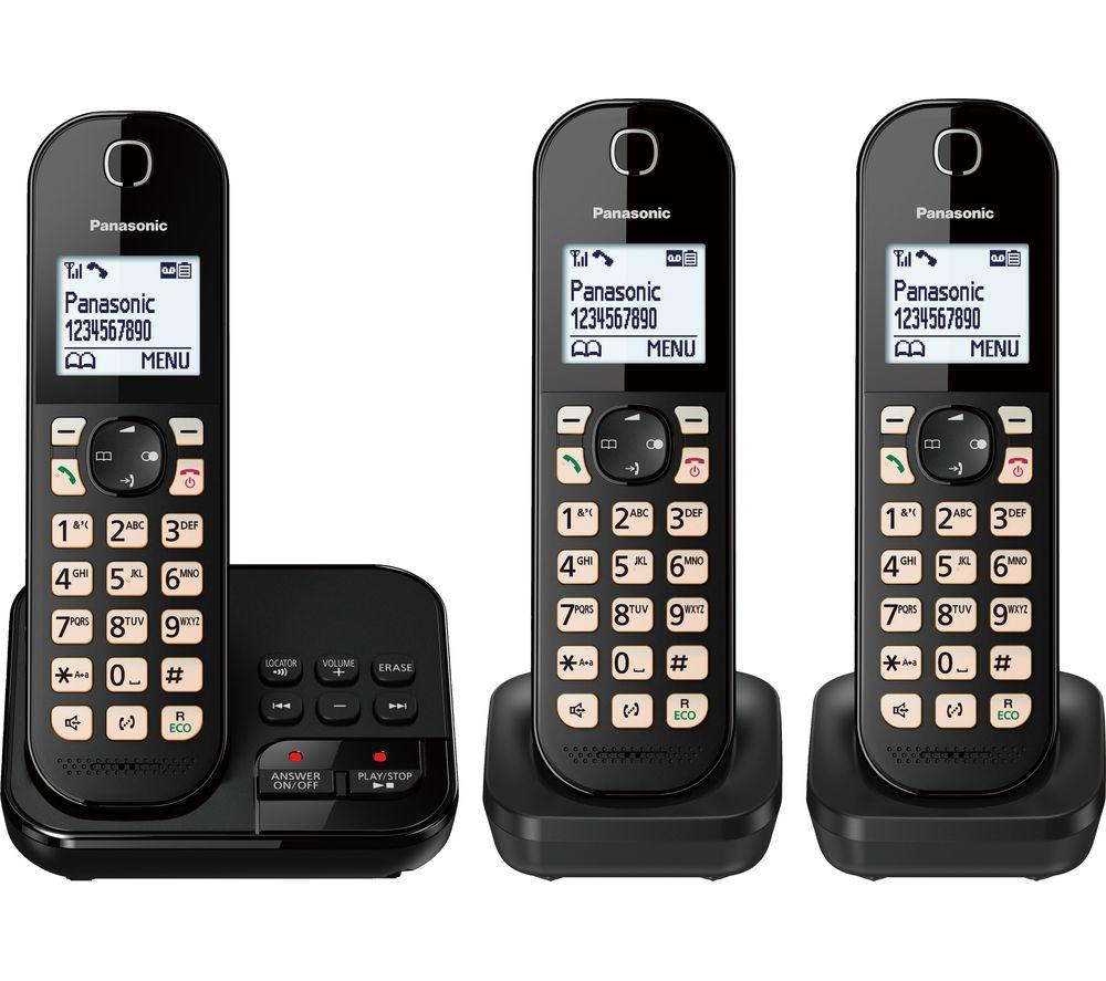 PANASONIC KX-TGC463EB Cordless Phone - Triple Handsets - Black