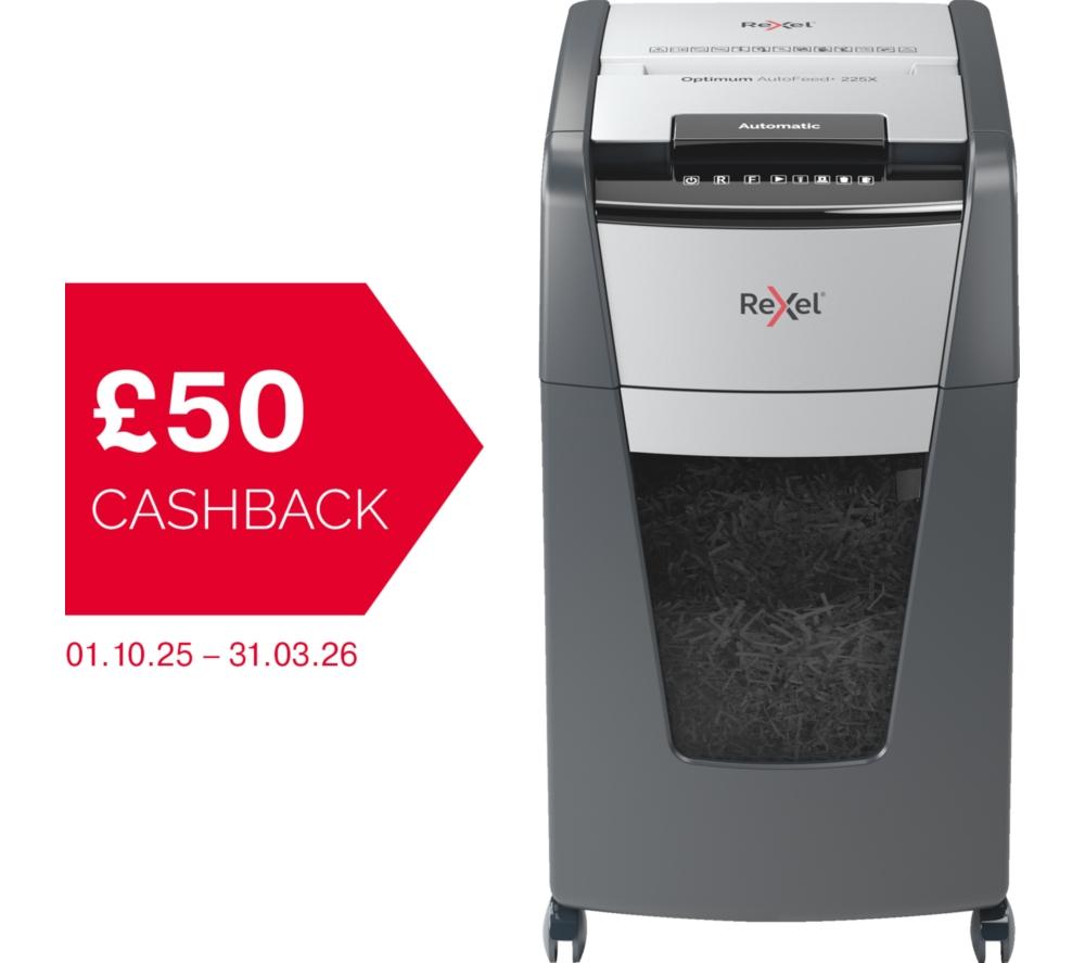 REXEL Optimum AutoFeed+ 225X Cross Cut Paper Shredder