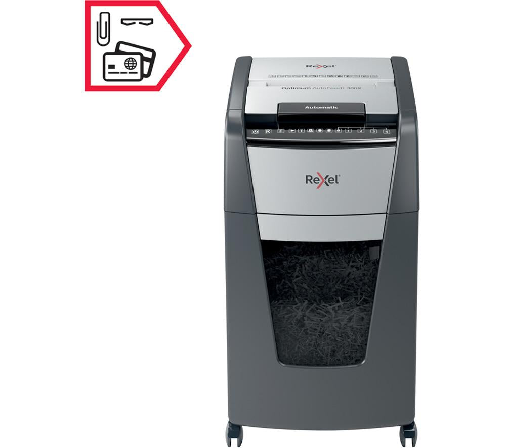 REXEL Optimum AutoFeed+ 300X Cross Cut Paper Shredder