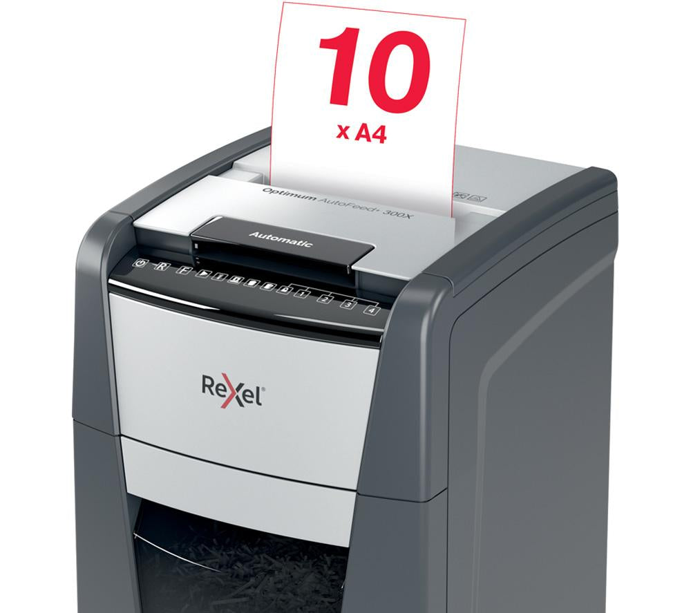 REXEL Optimum AutoFeed+ 300X Cross Cut Paper Shredder