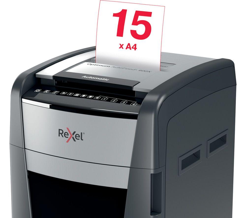 REXEL Optimum AutoFeed+ 600X Cross Cut Paper Shredder