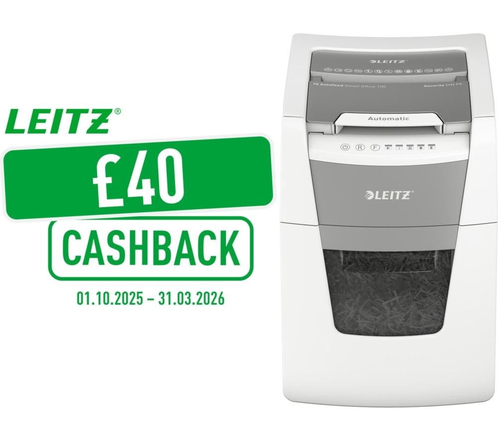 LEITZ IQ AutoFeed Small Office 100 P5 Micro Cut Paper Shredder