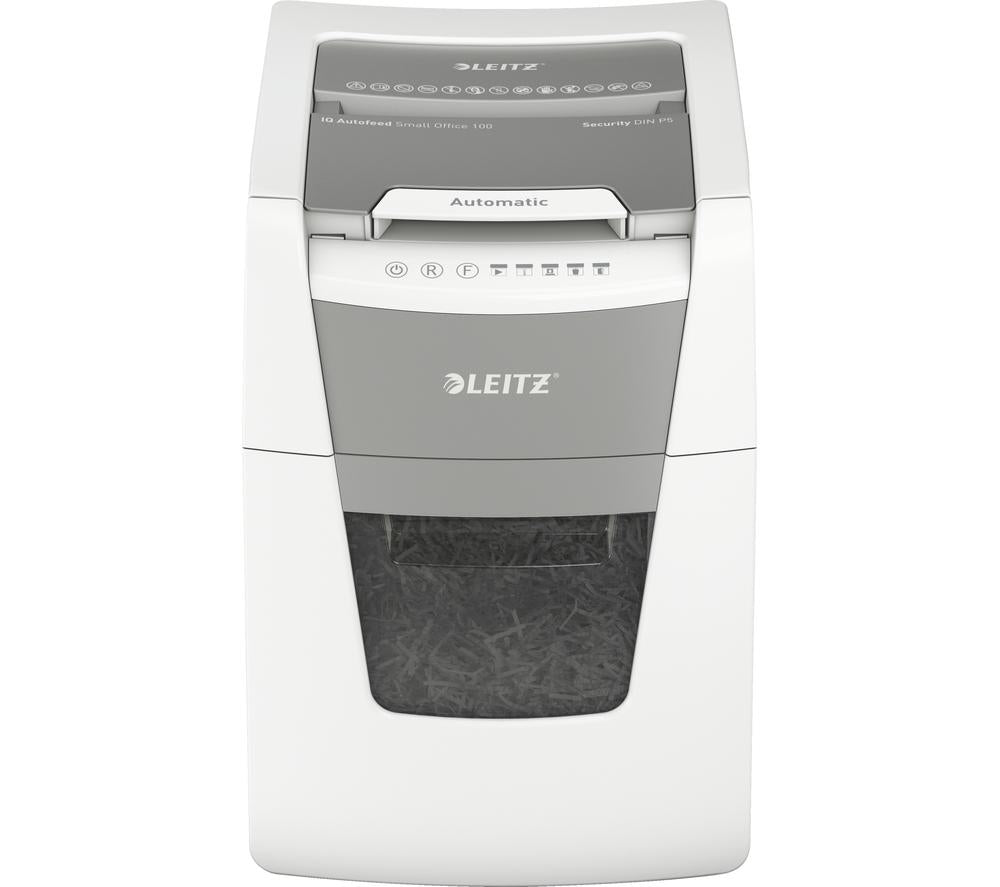 LEITZ IQ AutoFeed Small Office 100 P5 Micro Cut Paper Shredder