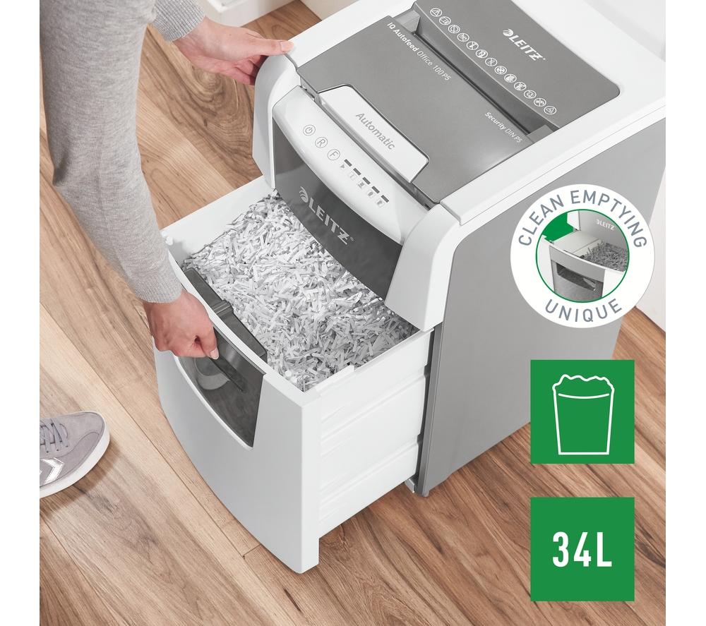 LEITZ IQ AutoFeed Small Office 100 P5 Micro Cut Paper Shredder