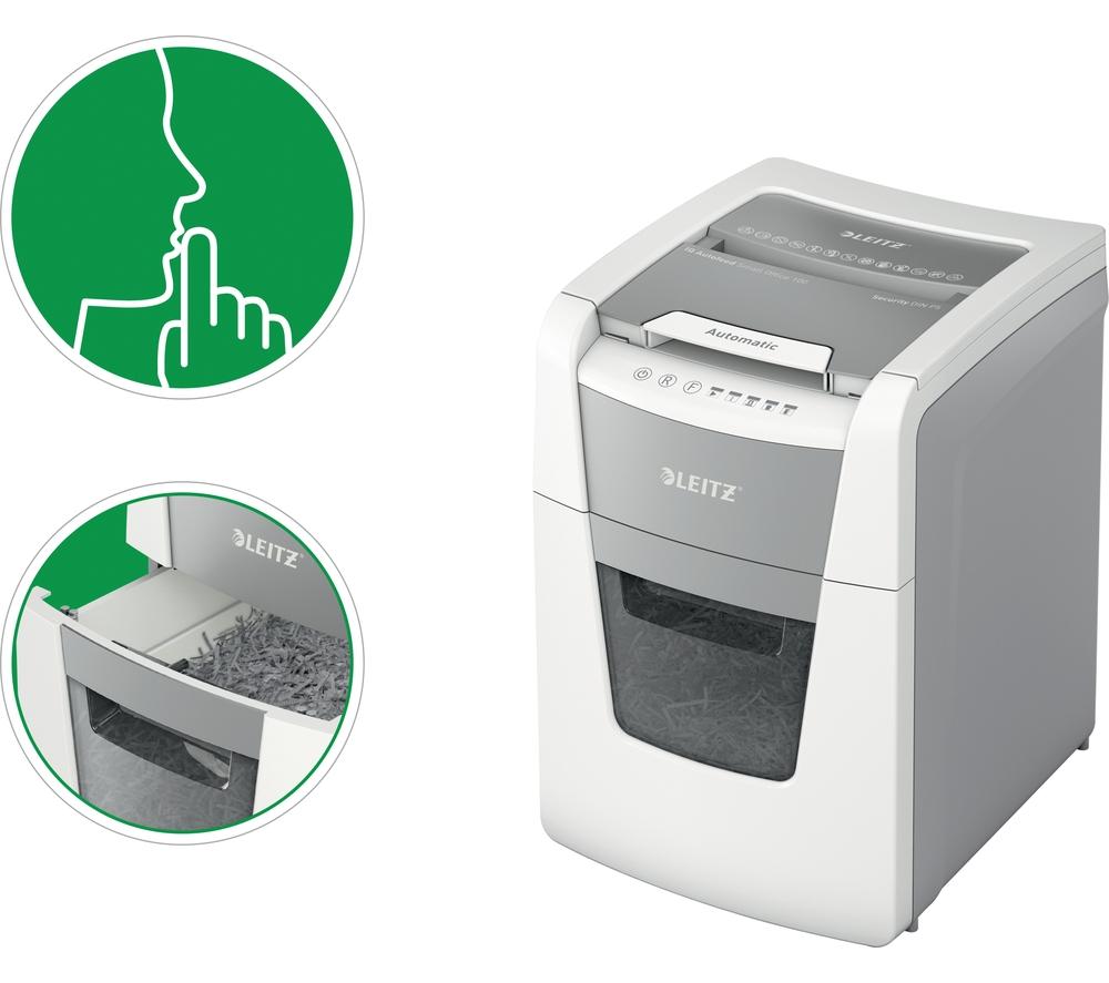 LEITZ IQ AutoFeed Small Office 100 P5 Micro Cut Paper Shredder