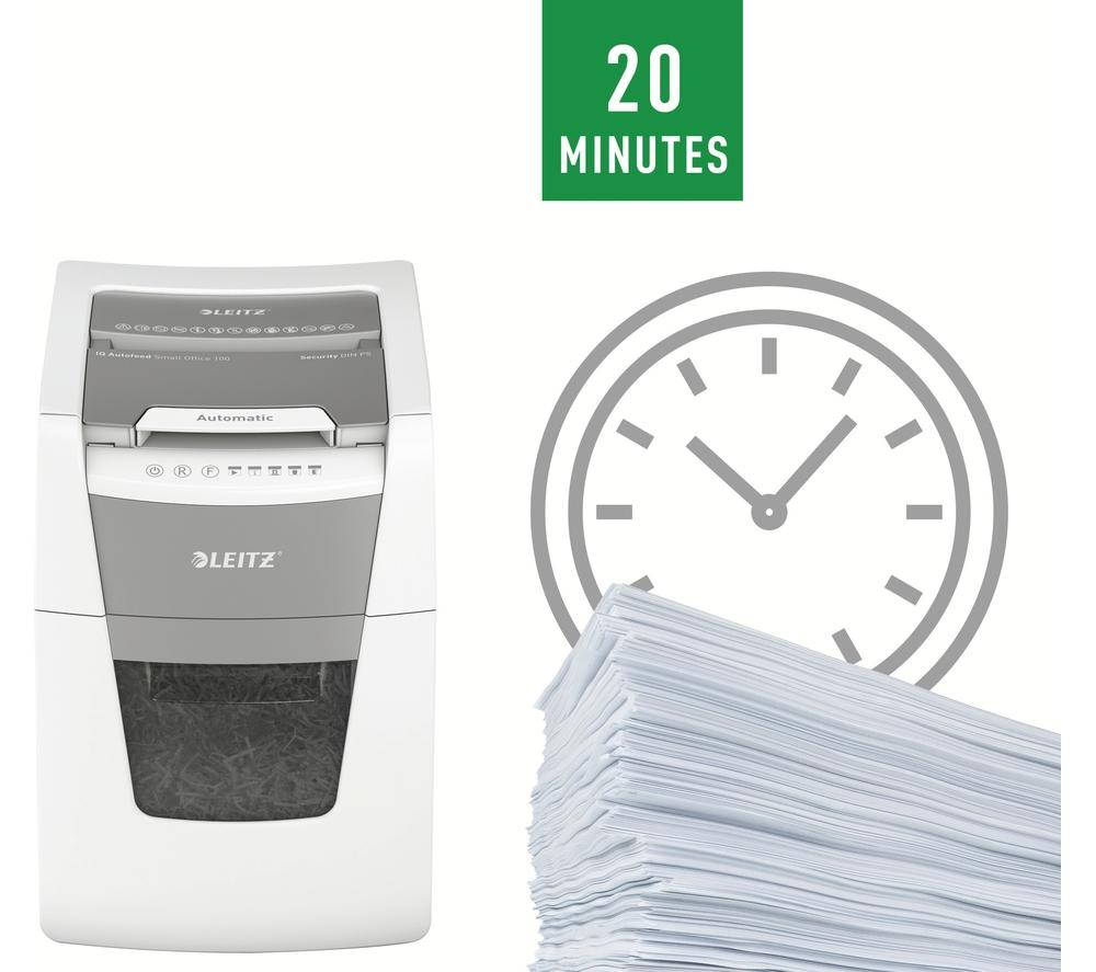LEITZ IQ AutoFeed Small Office 100 P5 Micro Cut Paper Shredder