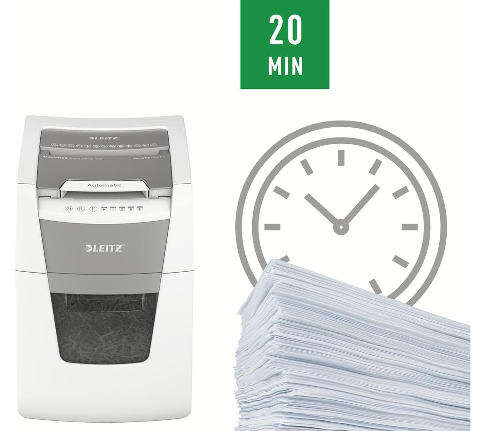LEITZ IQ AutoFeed Small Office 100 P5 Micro Cut Paper Shredder