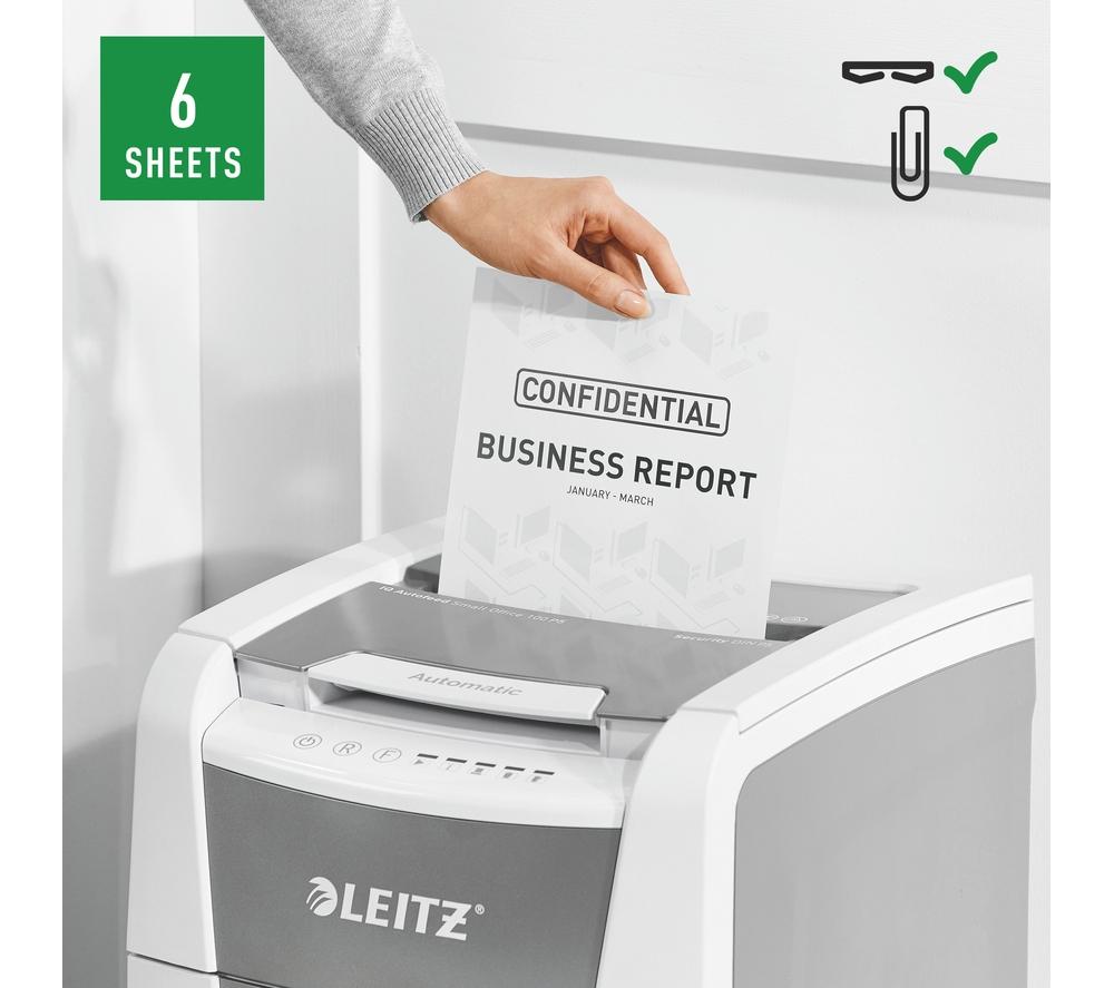 LEITZ IQ AutoFeed Small Office 100 P5 Micro Cut Paper Shredder