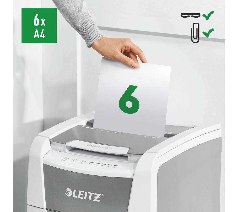 LEITZ IQ AutoFeed Small Office 100 P5 Micro Cut Paper Shredder