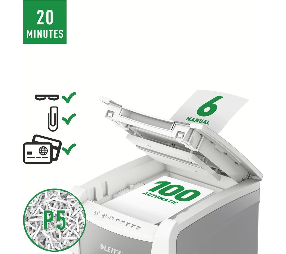 LEITZ IQ AutoFeed Small Office 100 P5 Micro Cut Paper Shredder