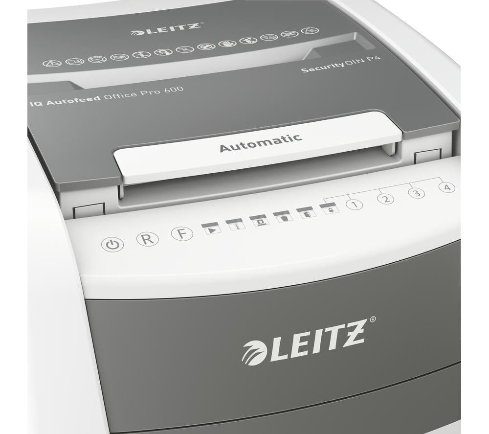 LEITZ IQ AutoFeed Office Pro 600 P4 Cross Cut Paper Shredder