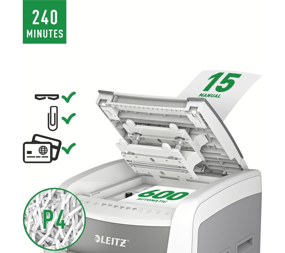 LEITZ IQ AutoFeed Office Pro 600 P4 Cross Cut Paper Shredder