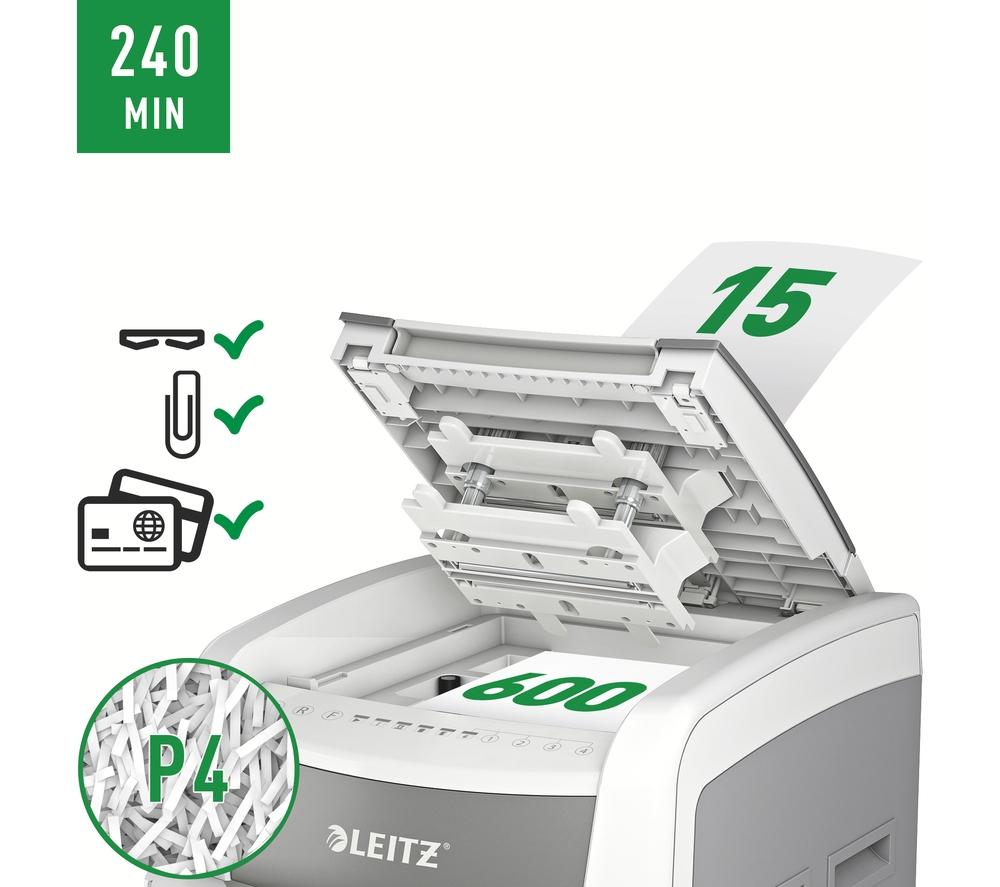 LEITZ IQ AutoFeed Office Pro 600 P4 Cross Cut Paper Shredder