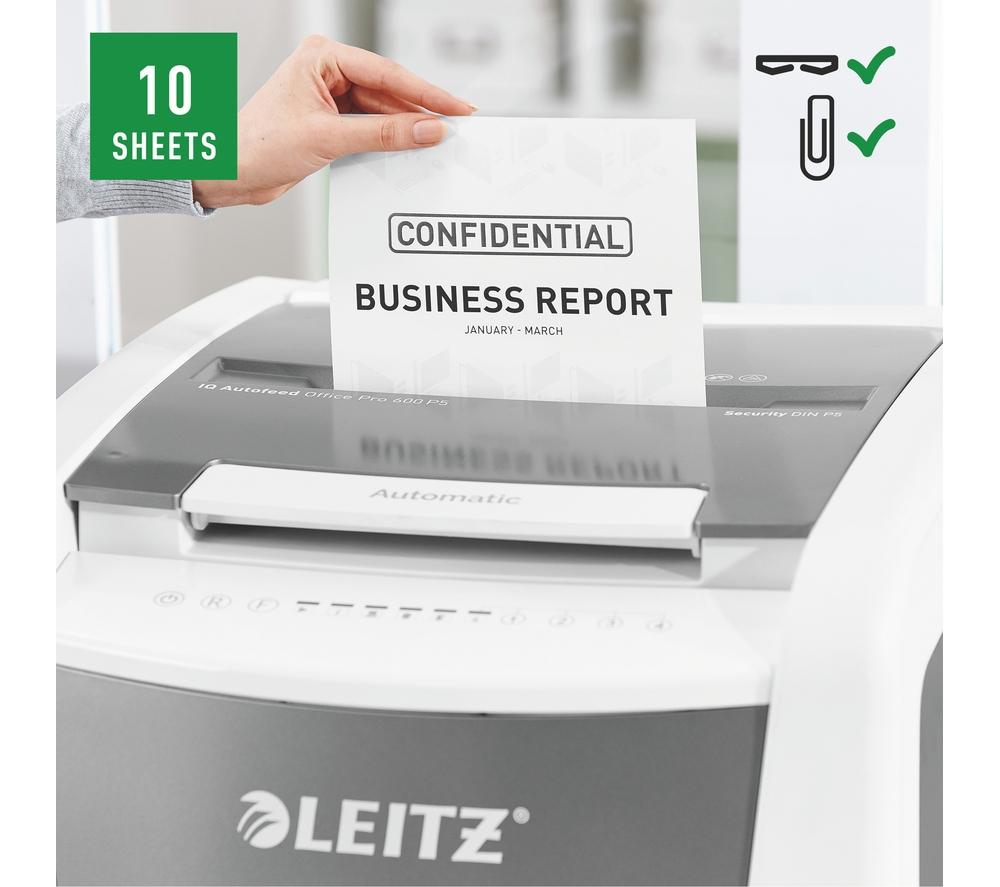 Destructora de papel de corte micro LEITZ IQ AutoFeed Office Pro 600 P5