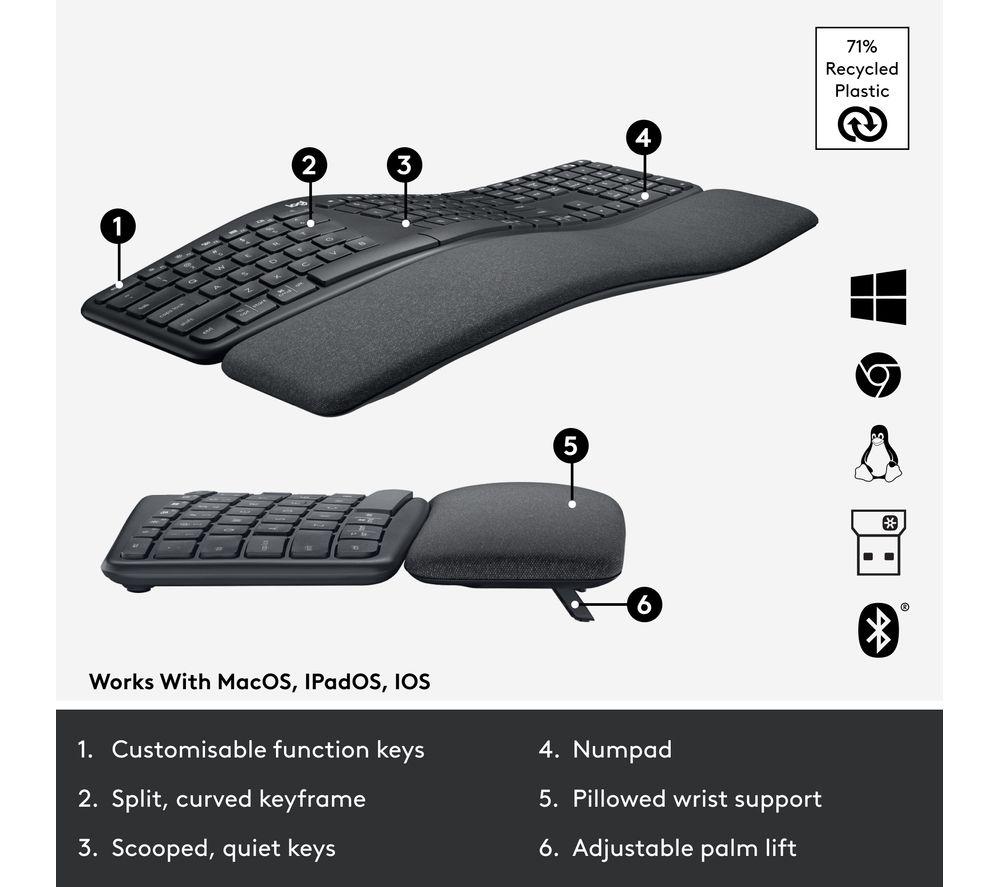 Teclado inalámbrico LOGITECH ERGO K860 - Grafito