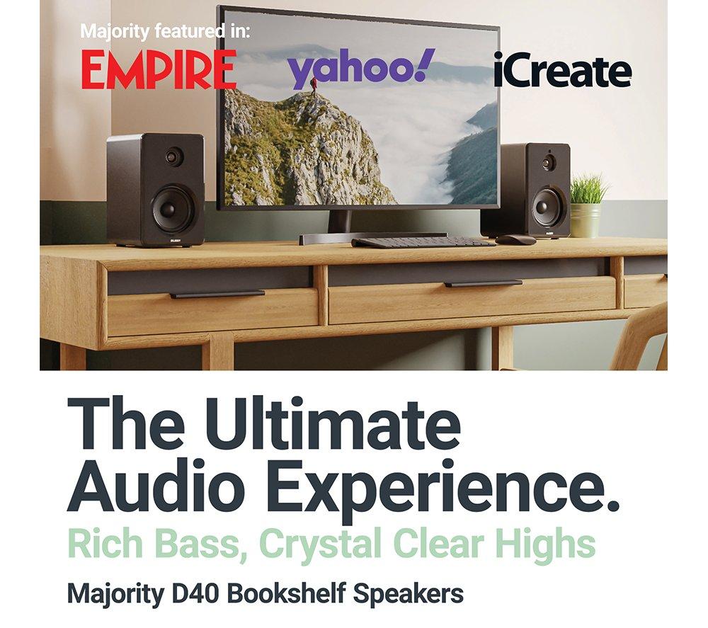 MAJORITY D40 Bluetooth Bookshelf Speakers - Black