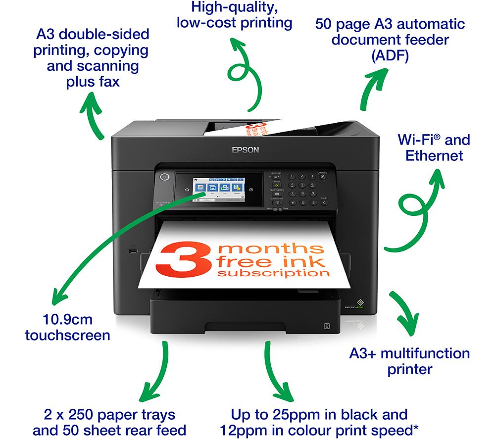 EPSON WorkForce WF-7840DTWF All-in-One Wireless A3+ Inkjet Printer with Fax