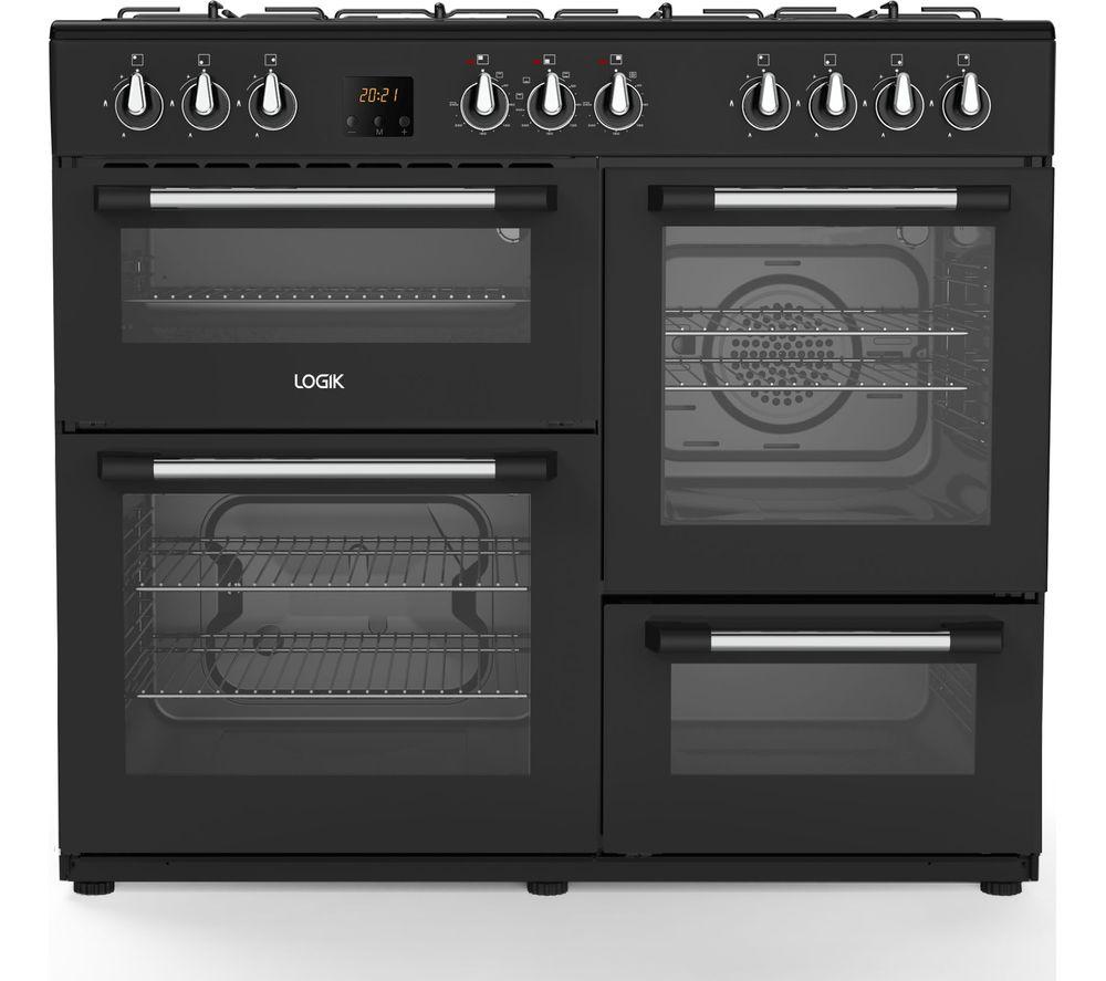Cocina de pie de doble combustible LOGIK LRC100B21 de 100 cm - Negra