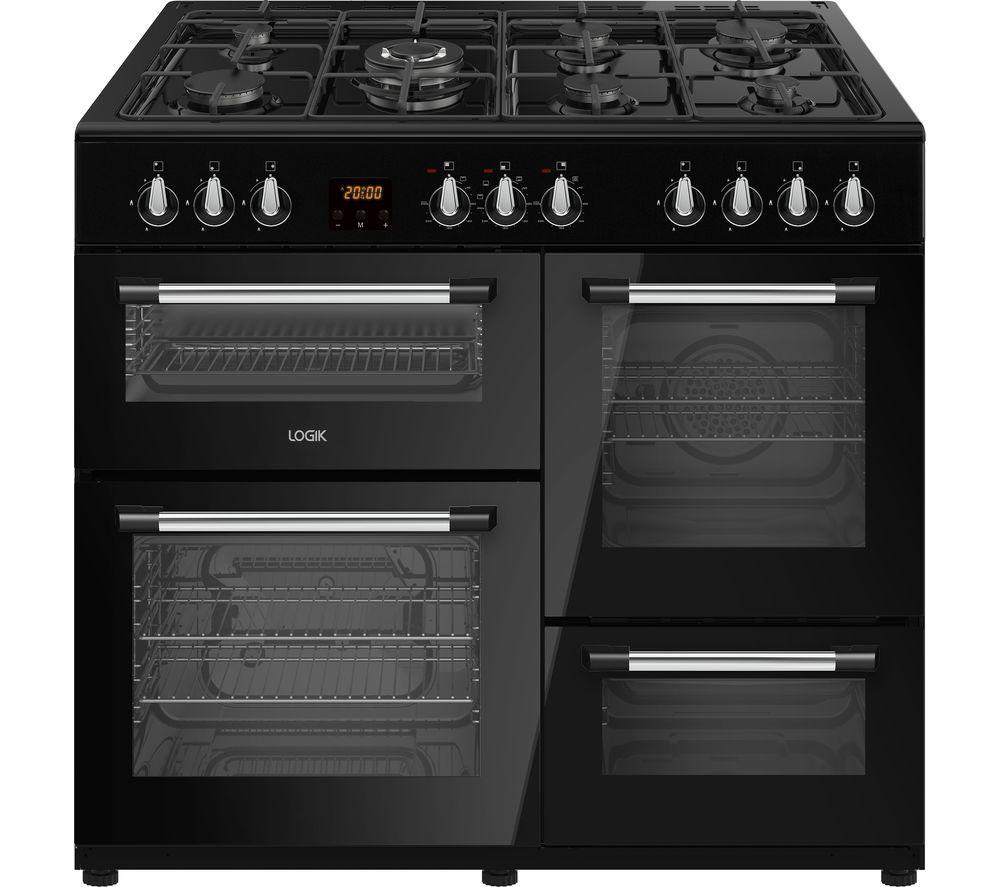 Cocina de pie de doble combustible LOGIK LRC100B21 de 100 cm - Negra