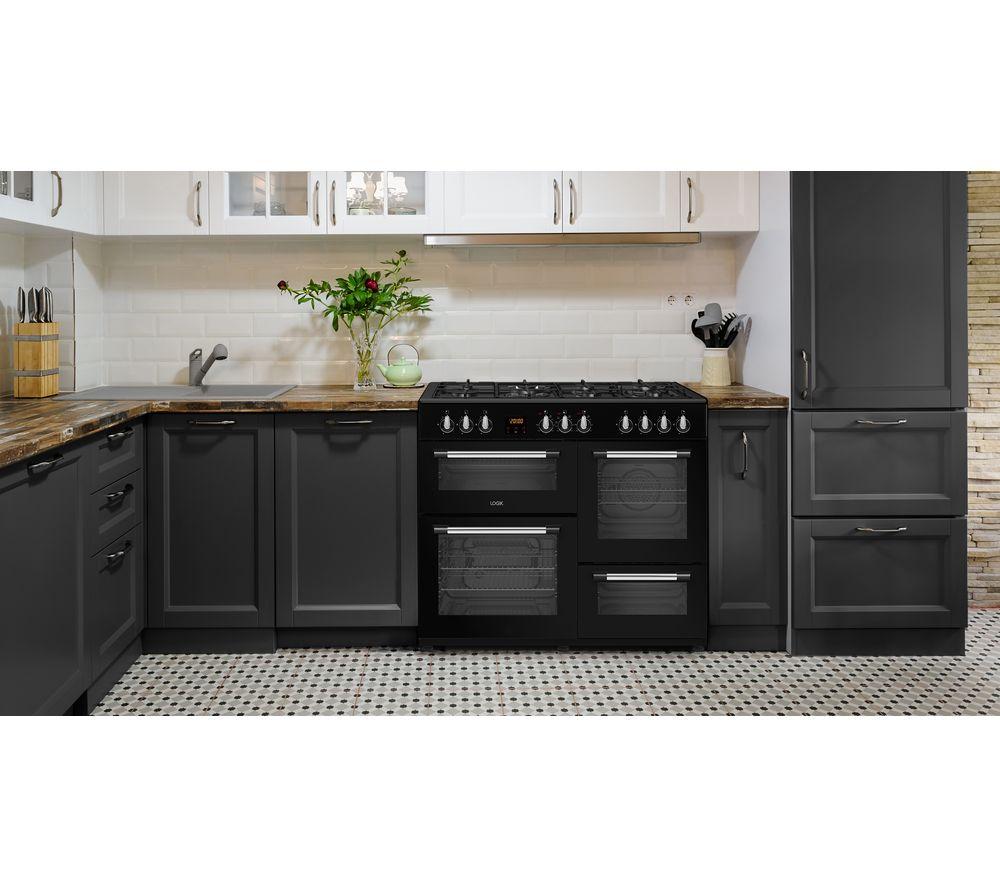 Cocina de pie de doble combustible LOGIK LRC100B21 de 100 cm - Negra
