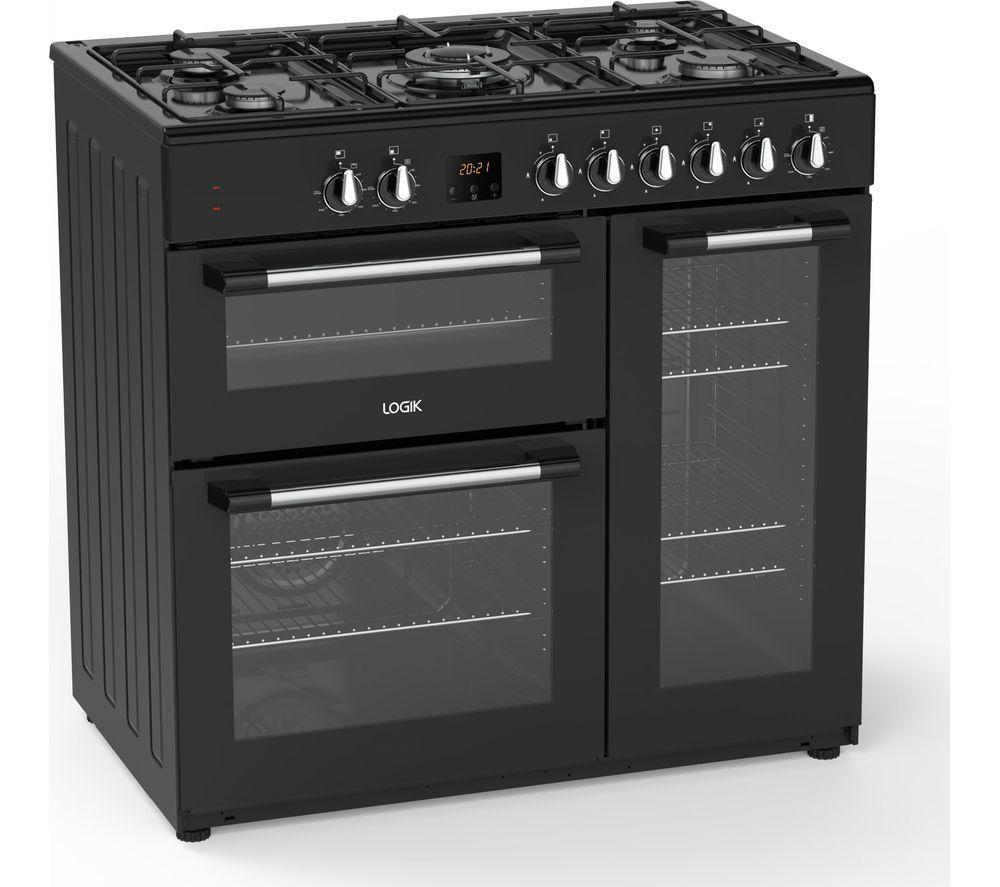 LOGIK LRC90B21 90 cm Dual Fuel Standherd - Schwarz
