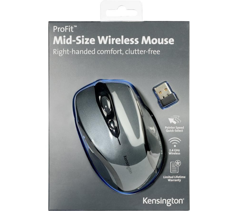 KENSINGTON Pro Fit Mid-Size Wireless Optical Mouse - Graphite