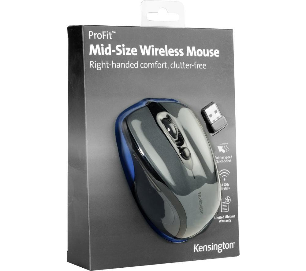 KENSINGTON Pro Fit Mid-Size Wireless Optical Mouse - Graphite
