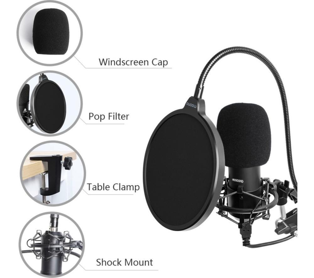 PROSOUND PROS-04AUA Microphone & Boom Arm - Black
