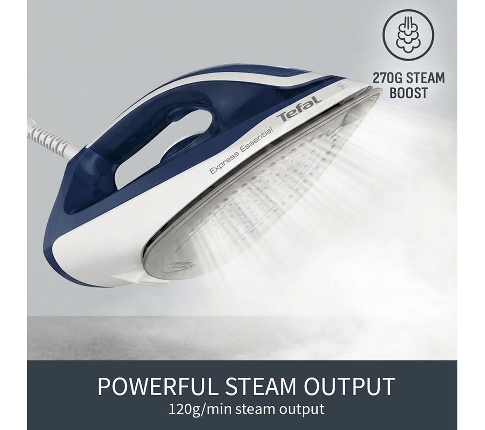 TEFAL Express Essential SV6116 Steam Generator Iron - White & Blue