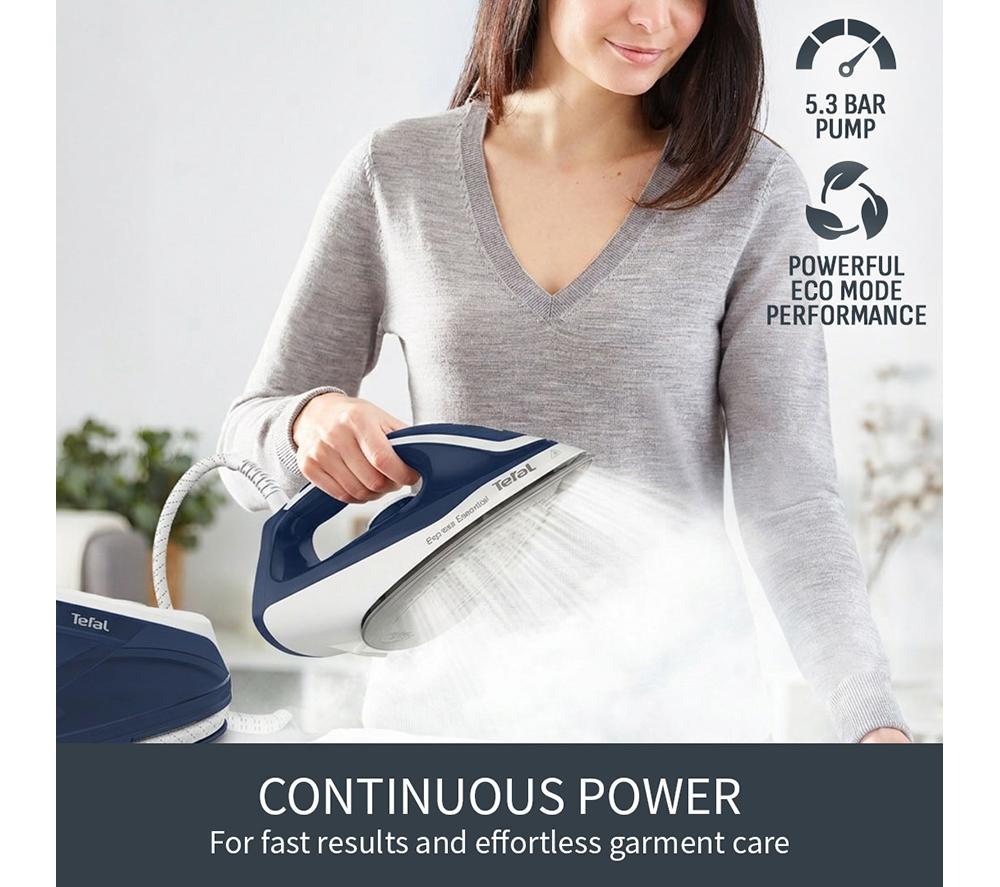 TEFAL Express Essential SV6116 Steam Generator Iron - White & Blue