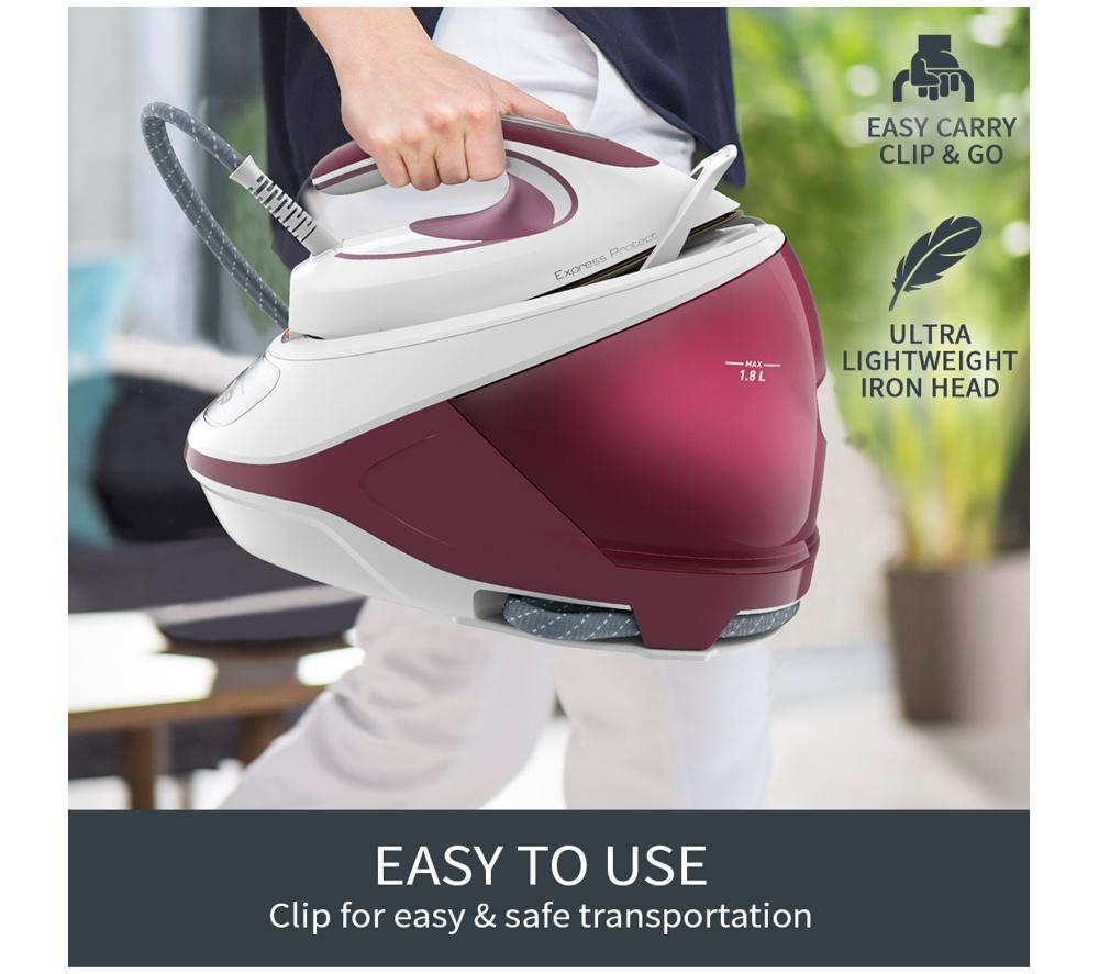 TEFAL Express Protect SV9201 Steam Generator Iron - White & Burgundy