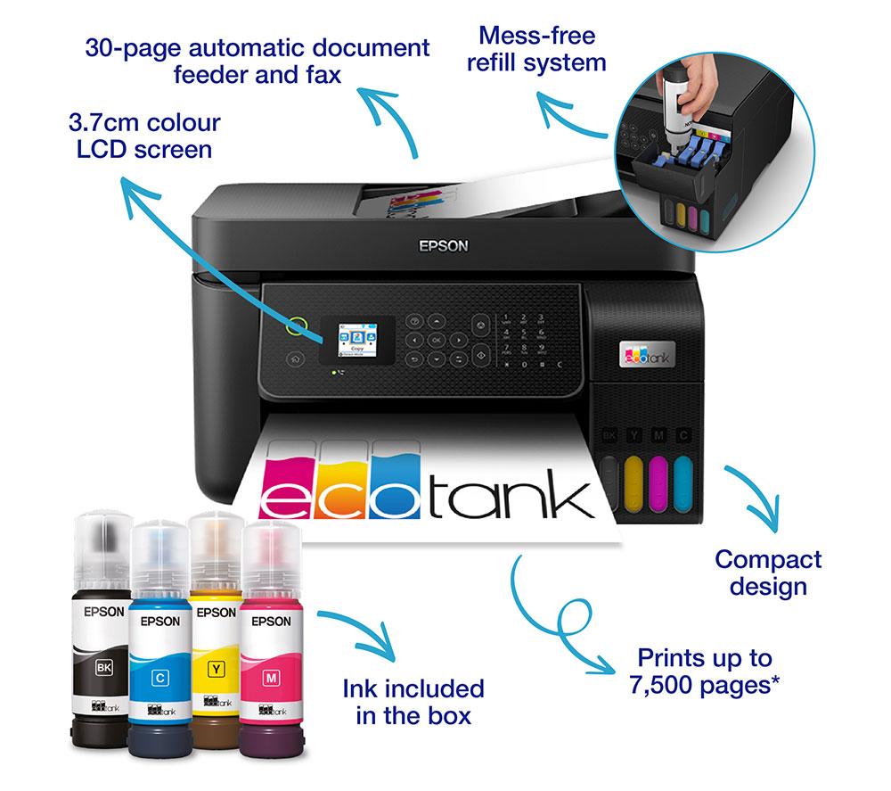 Impresora de inyección de tinta inalámbrica todo en uno EPSON EcoTank ET-4800 con fax