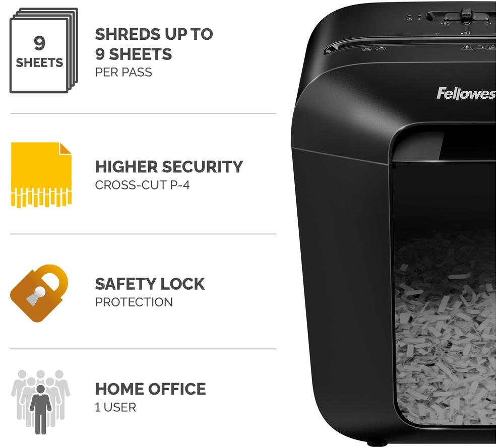 FELLOWES Powershred LX50 Aktenvernichter mit Partikelschnitt – Schwarz