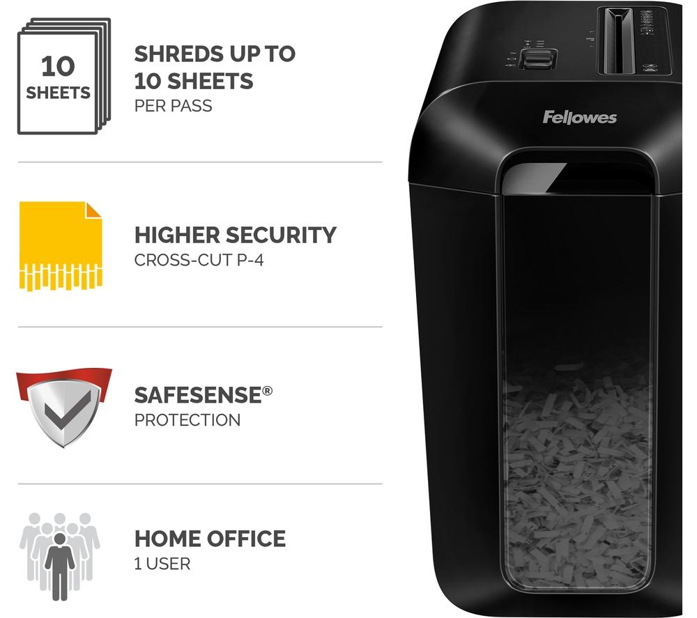Destructora de papel de corte cruzado Fellowes Powershred LX65 - Negro