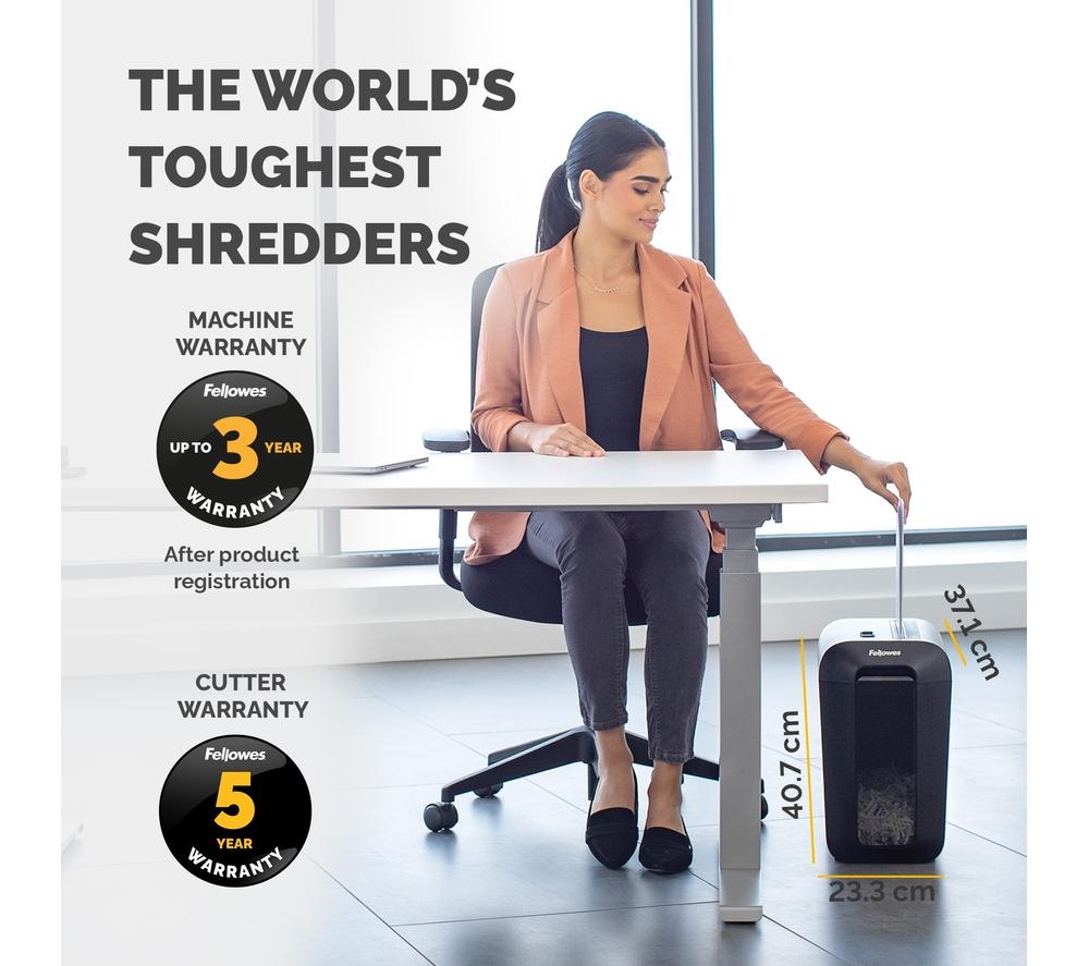Destructora de papel de corte cruzado Fellowes Powershred LX65 - Negro