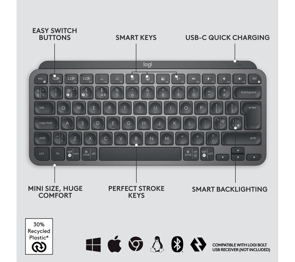 LOGITECH MX Keys Mini Wireless Keyboard - Graphite
