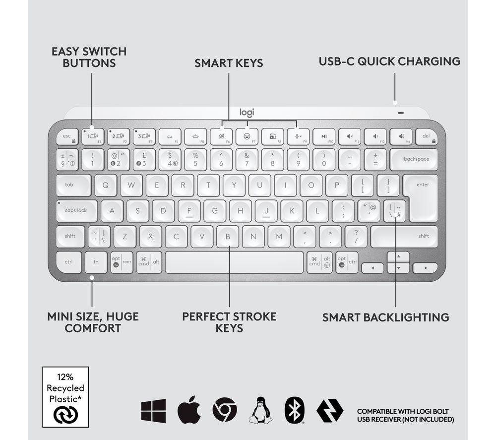 Teclado inalámbrico LOGITECH MX Keys Mini - Gris pálido