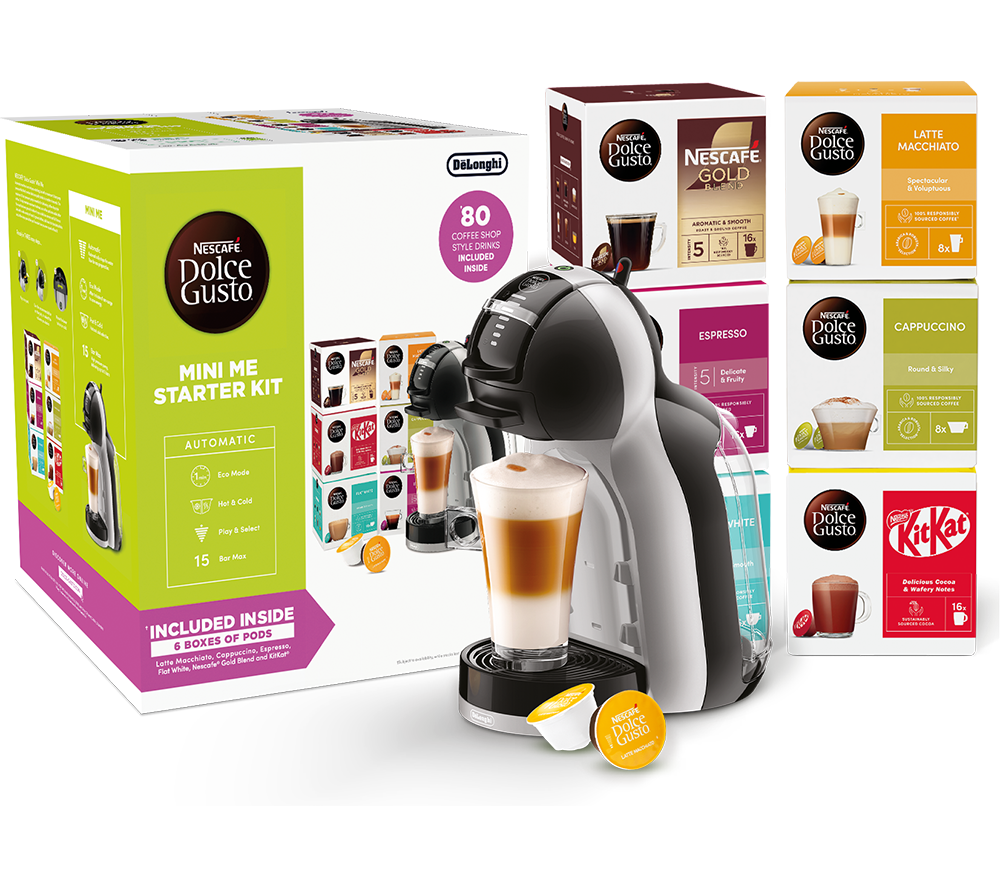 DOLCE GUSTO by De'Longhi Mini Me Pod EDG155.BG Coffee Machine Starter Kit - Grey & Black