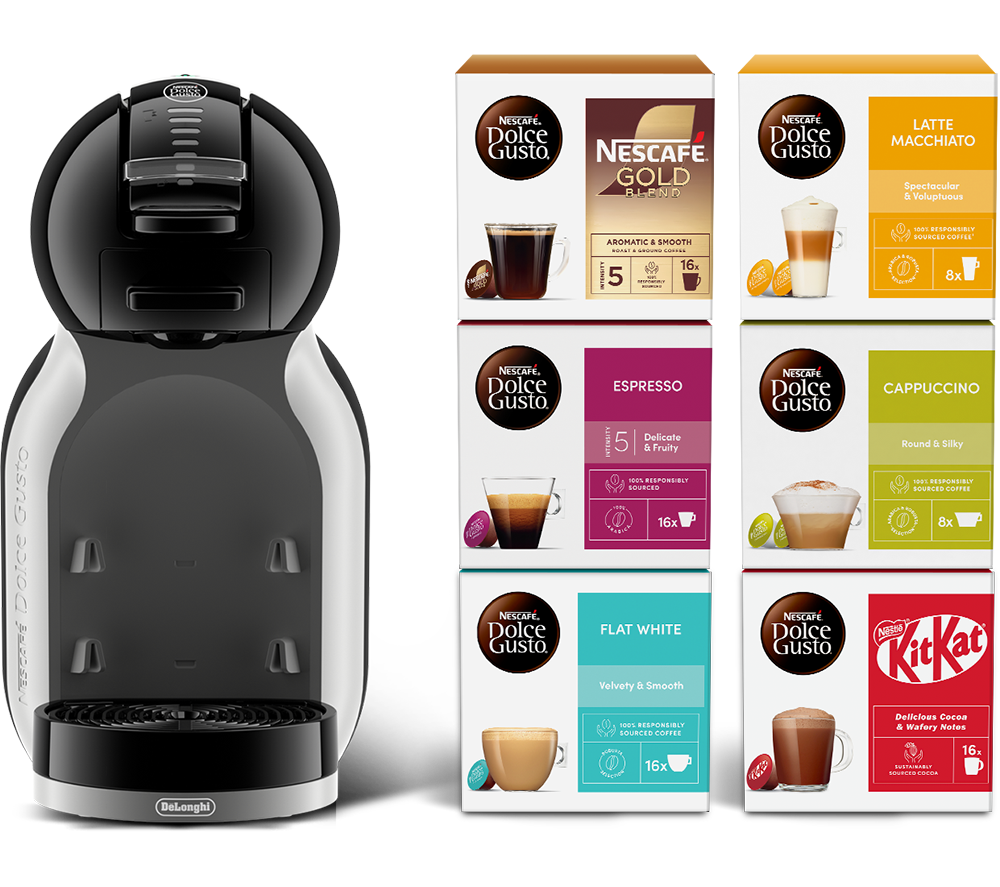 DOLCE GUSTO by De'Longhi Mini Me Pod EDG155.BG Coffee Machine Starter Kit - Grey & Black