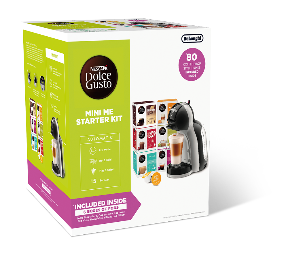DOLCE GUSTO by De'Longhi Mini Me Pod EDG155.BG Cafetera monodosis con kit de inicio - Gris y negro