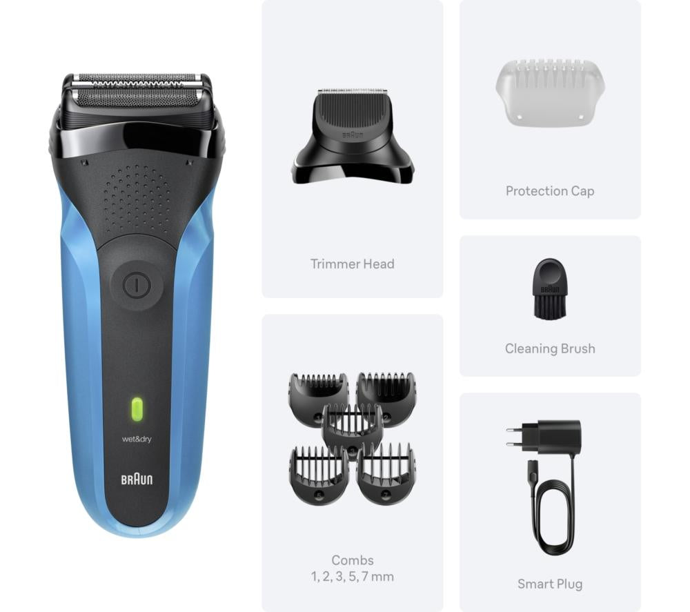 BRAUN Series 3 310BT Wet & Dry Shaver - Blue & Black