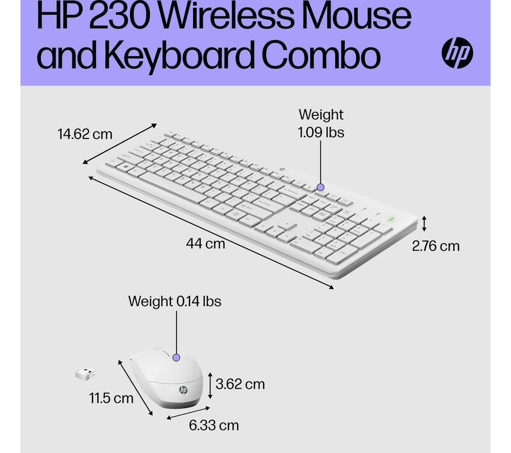 HP 230 Wireless Keyboard & Mouse Set - White