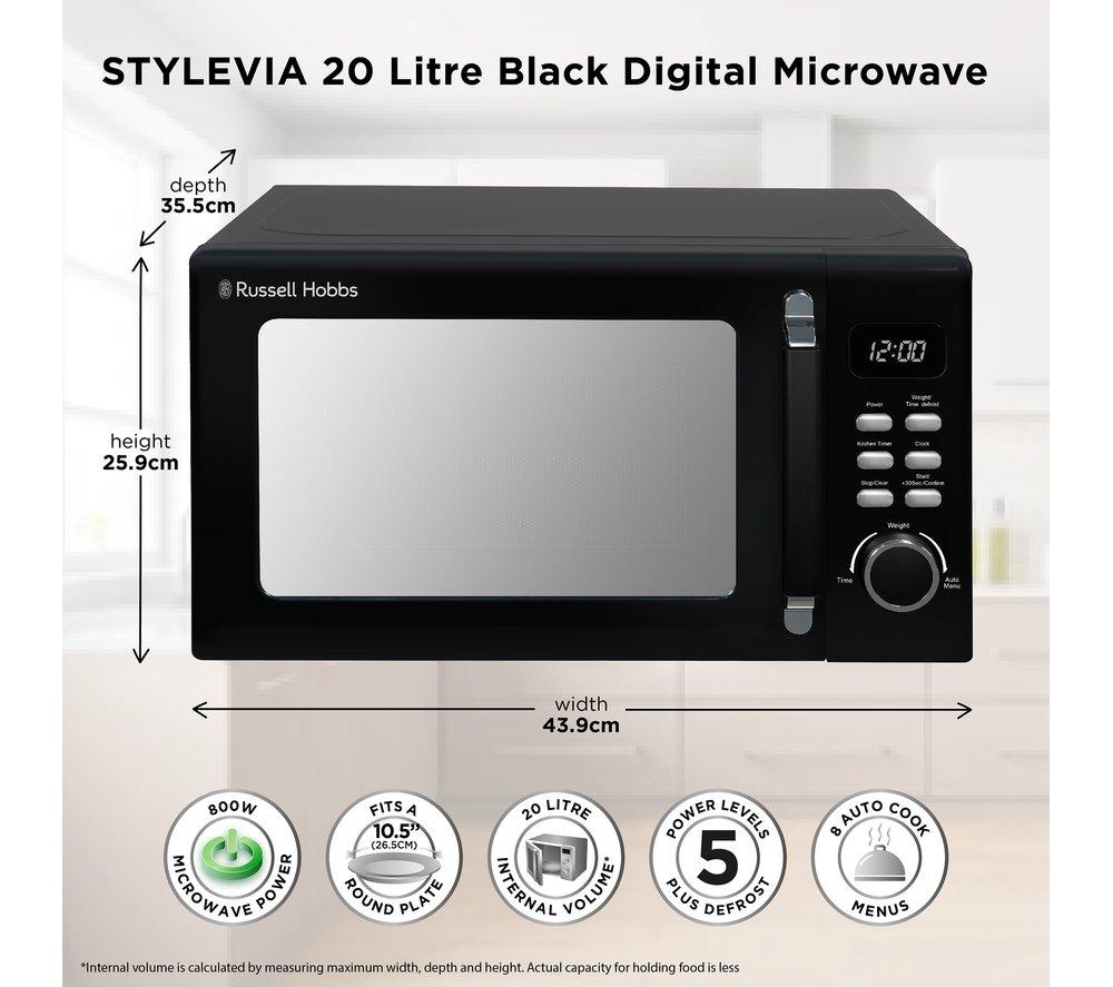 RUSSELL HOBBS Stylevia RHM2026B Compact Solo Microwave - Black