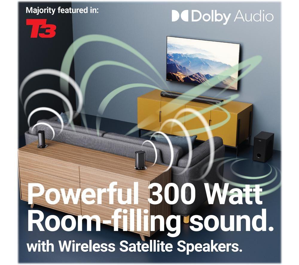 MAJORITY Everest 5.1 Wireless Sound Bar - Black