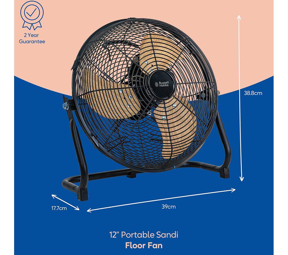 RUSSELL HOBBS RHGF1221WDB Portable 12" Floor Fan - Black
