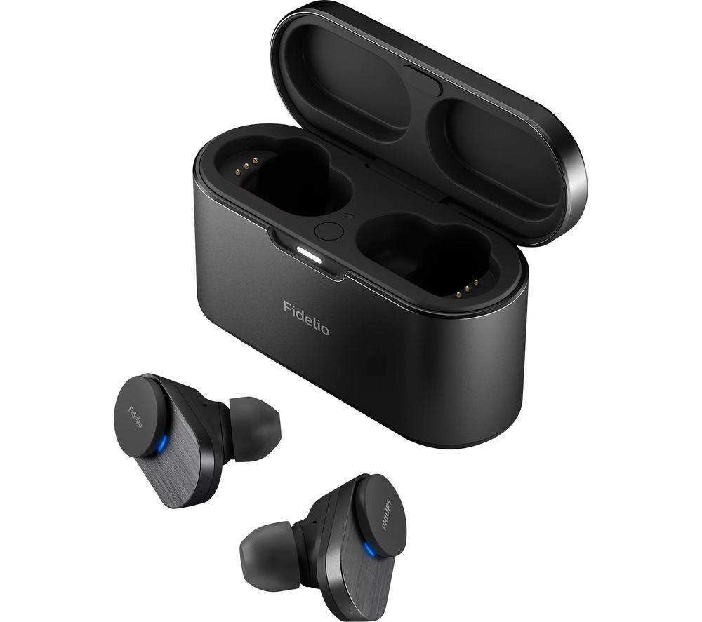 PHILIPS Fidelio T1BK/00 Wireless Bluetooth Noise-Cancelling Earbuds - Black