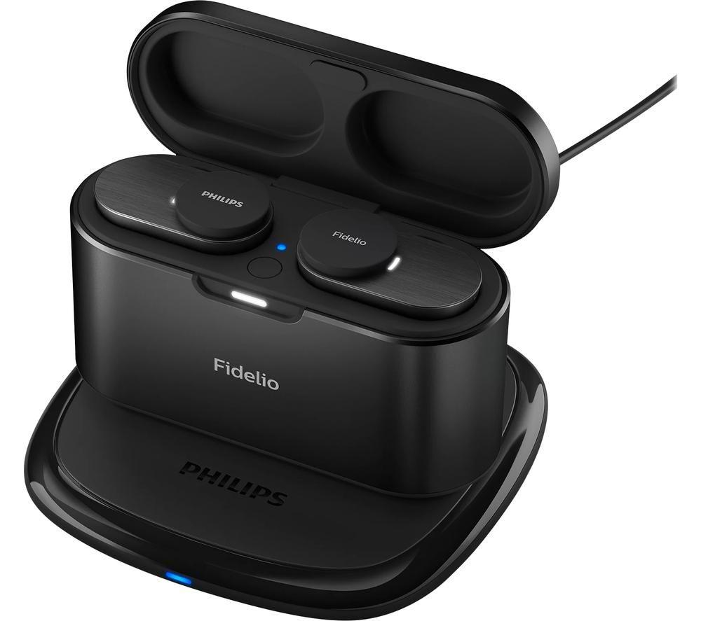 PHILIPS Fidelio T1BK/00 Wireless Bluetooth Noise-Cancelling Earbuds - Black