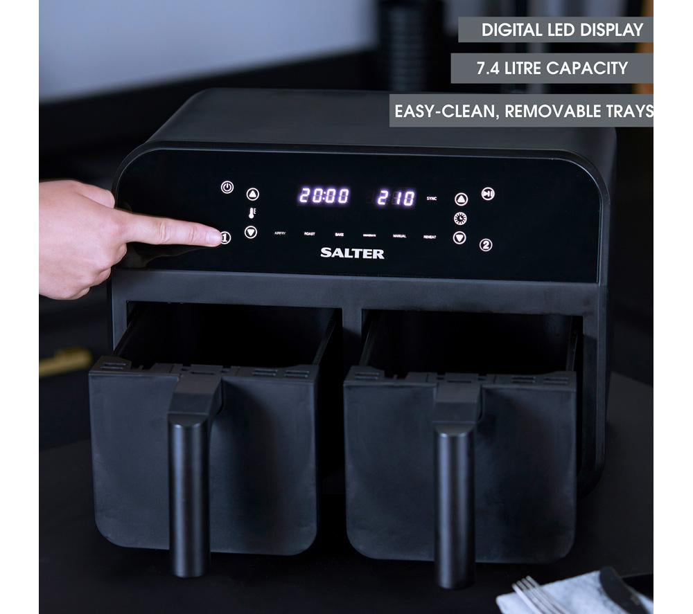 SALTER EK4750 7.4L Dual Air Fryer Pro - Black